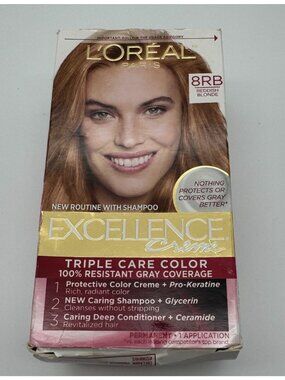 L'Oreal Paris Excellence Crème 8RB Reddish Blonde Permanent Hair Color Dye Box